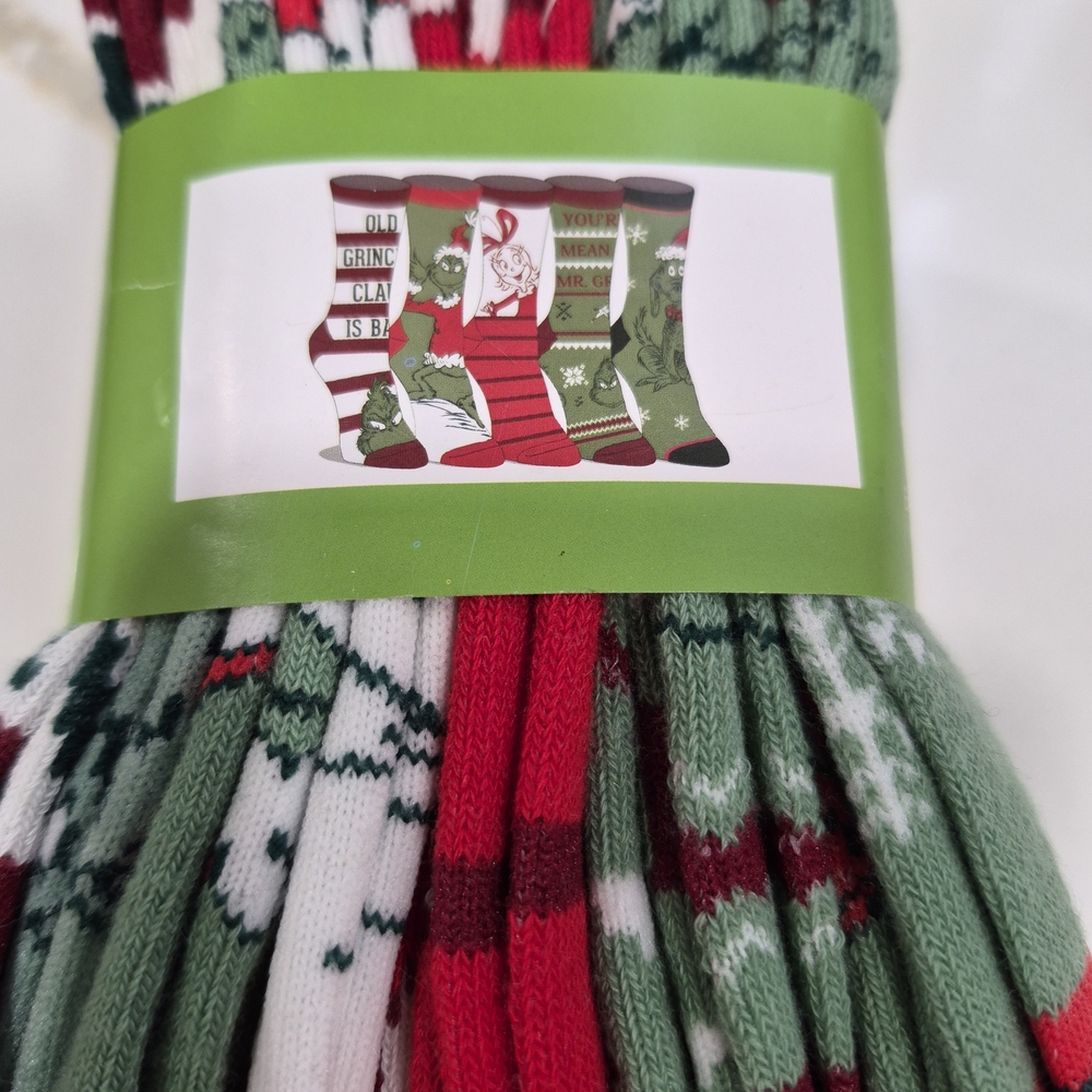 Dr. Seuss The Grinch Red and White Crew Socks